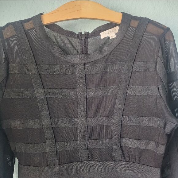 Chocolate bodycon mesh top midi dress - Picture 3 of 16